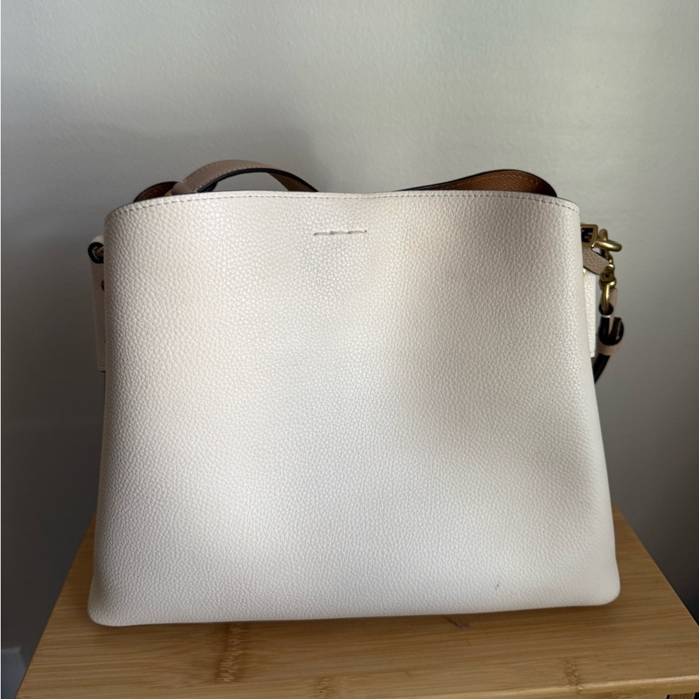 Coach Willow Colorblock Beige Leather Shoulder Bag - Picture 2 of 8